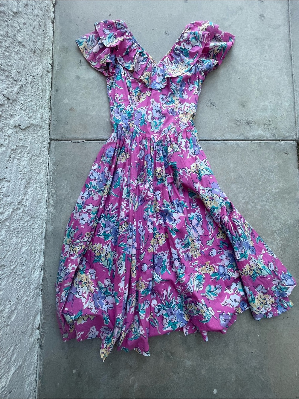 Laura Ashley Pink Floral Ruffle Dress